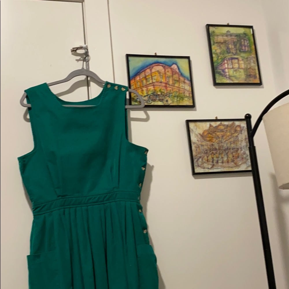L.L Bean Green Corduroy Dress